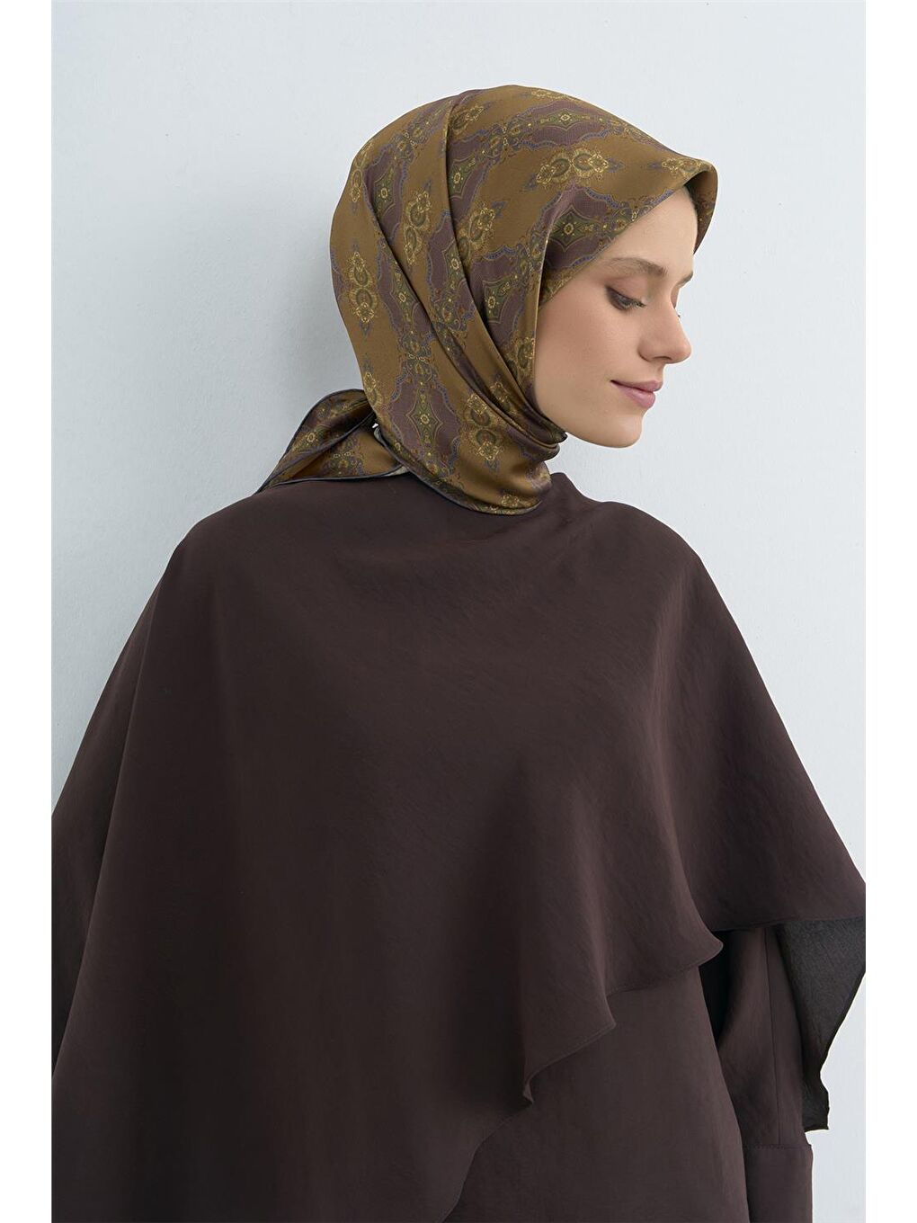 Kahverengi Saf İpek Twill Eşarp 9522D 07-2