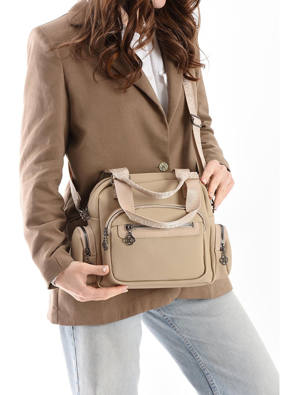 Bej Fiyona Çok Bölmeli Kadın Omuz Çantası BP-4836O
