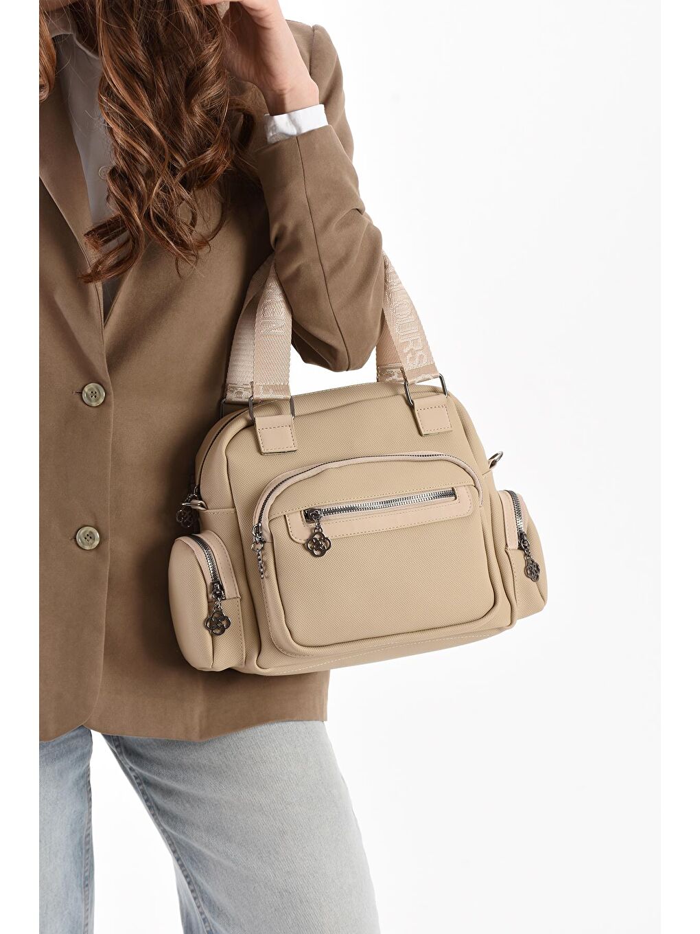 Bej Fiyona Çok Bölmeli Kadın Omuz Çantası BP-4836O-1