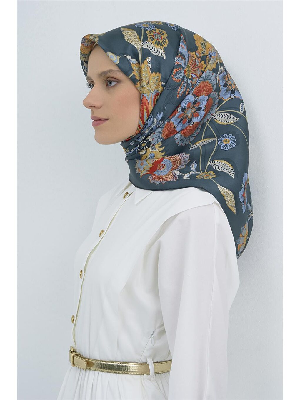 Petrol Saf İpek Sura Eşarp 9523D 56-2