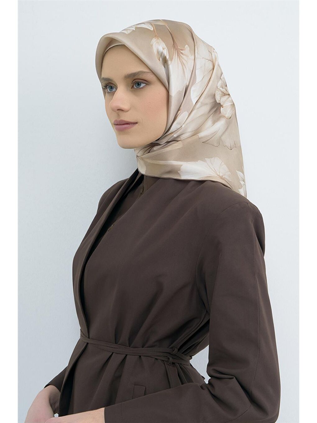 Bej Saf İpek Twill Eşarp 9505D 85