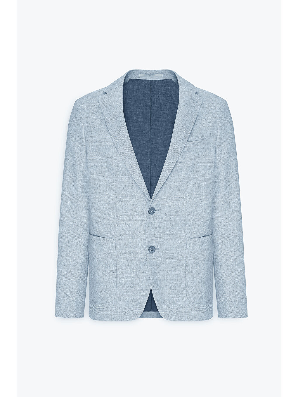 Erkek Gri-Mavi 360 Her Yöne Esneyen Slim Fit Dar Kesim Mono Yaka Desenli Blazer Ceket-7