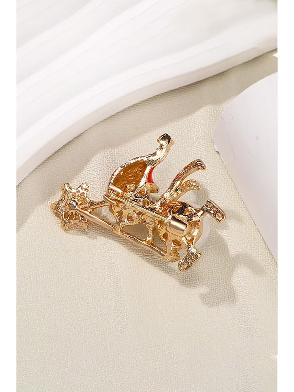 Sarı Yılbaşı İnciden Kardan Adam Yaka İğnesi Broş-4