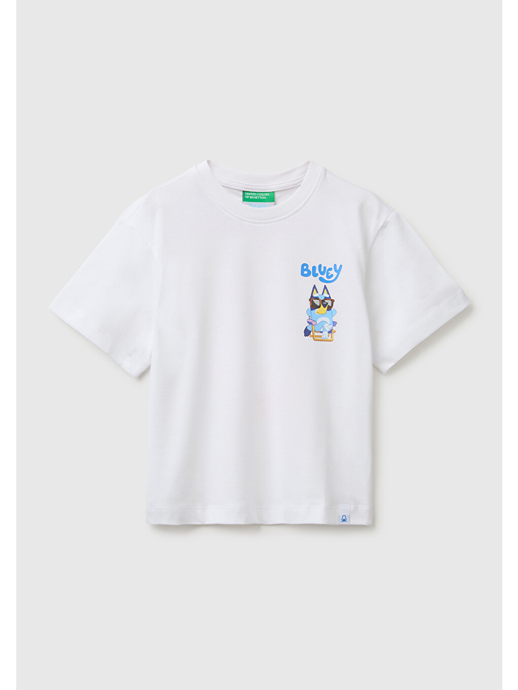Erkek Bebek Beyaz Bluey Baskı Detaylı Yuvarlak Yaka T-Shirt