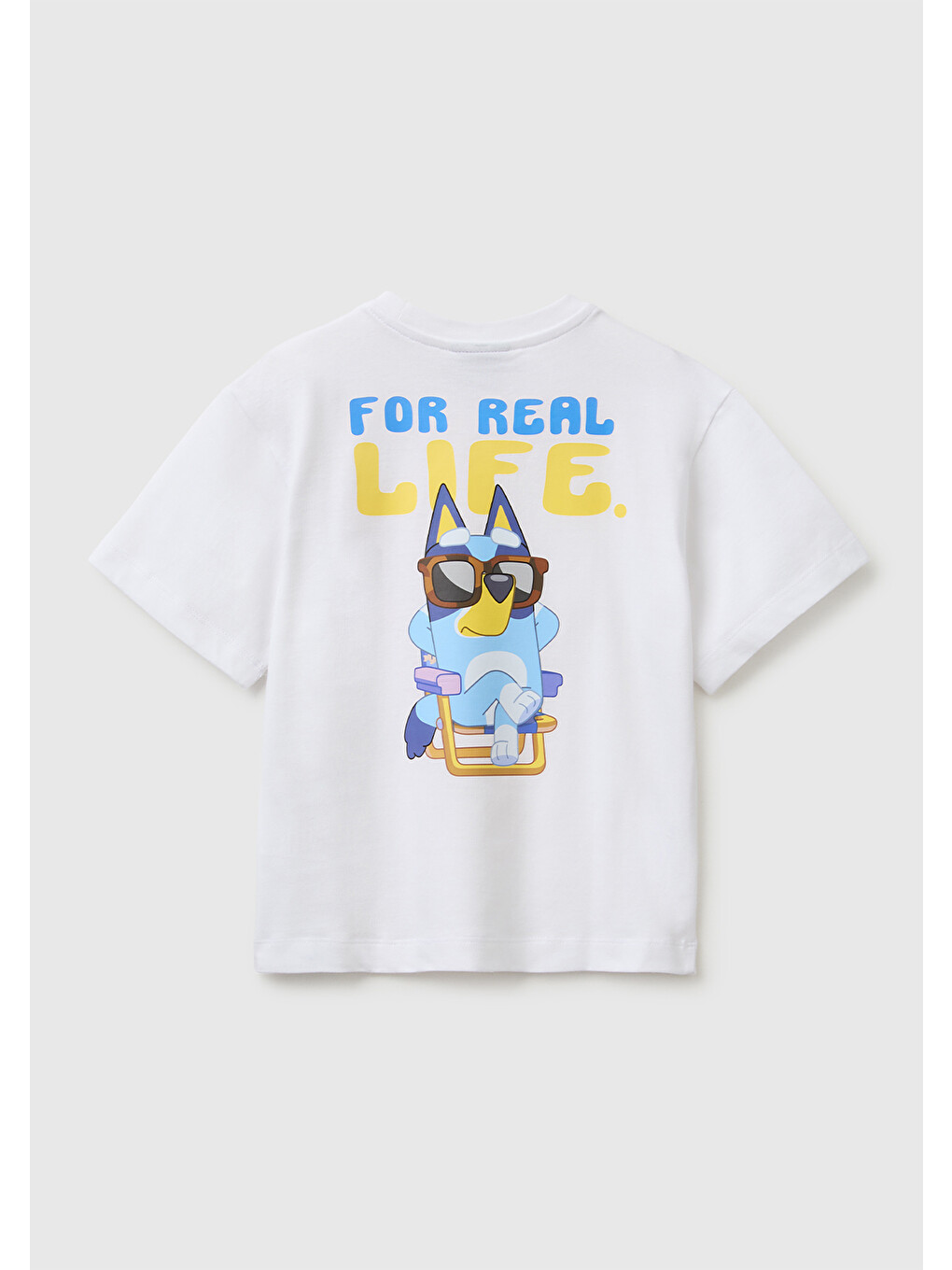 Erkek Bebek Beyaz Bluey Baskı Detaylı Yuvarlak Yaka T-Shirt-1