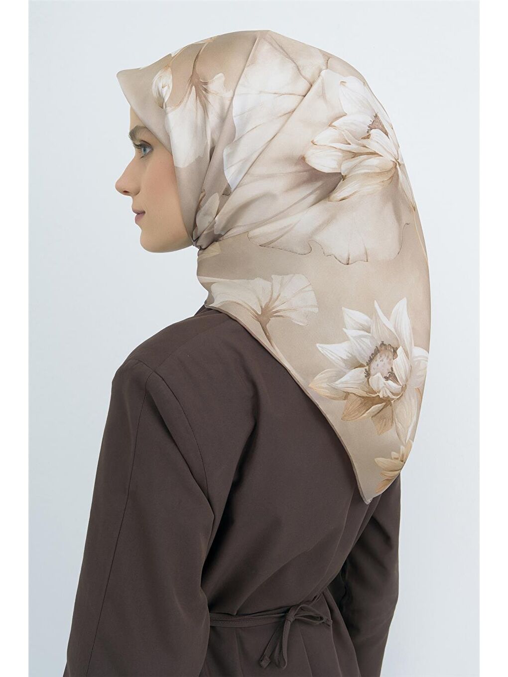 Bej Saf İpek Twill Eşarp 9505D 85-3