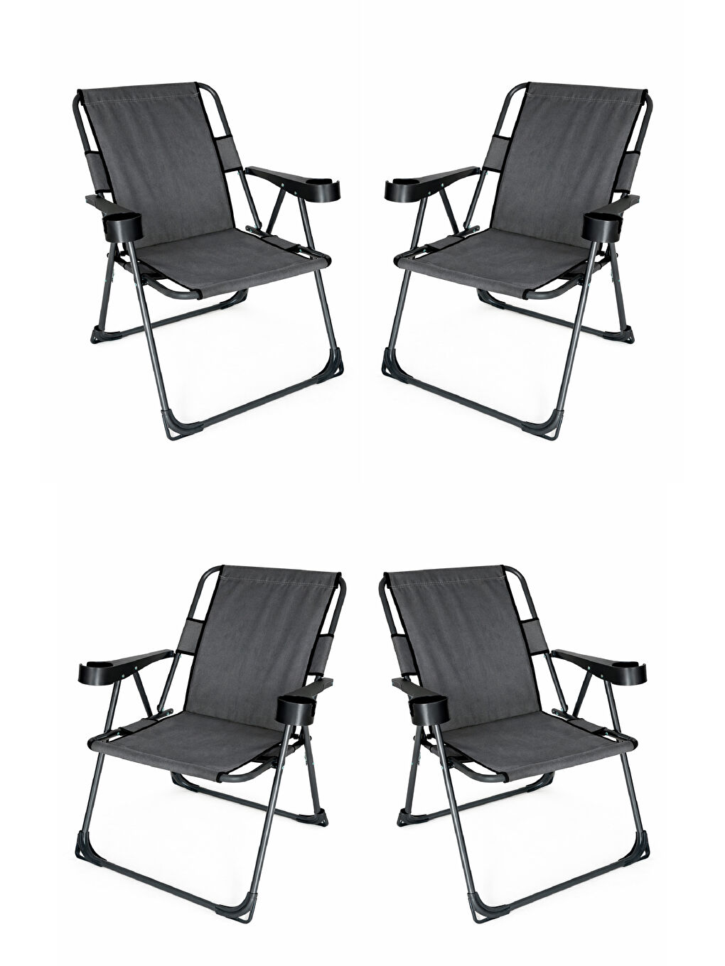 Antrasit 4 Lü Lux Katlanır Kamp Sandalyesi Gri