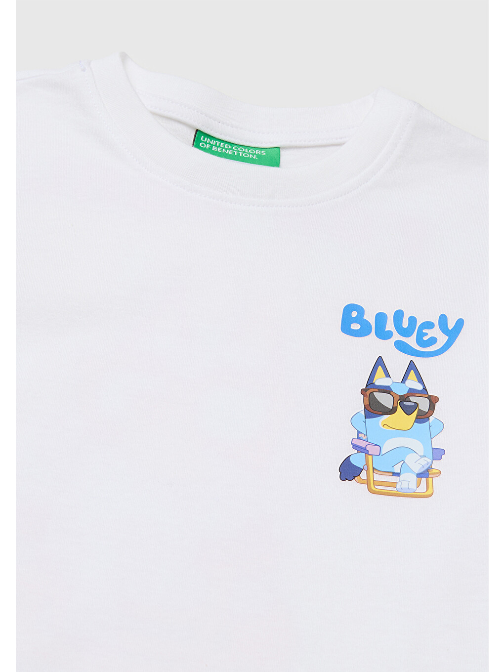 Erkek Bebek Beyaz Bluey Baskı Detaylı Yuvarlak Yaka T-Shirt-2