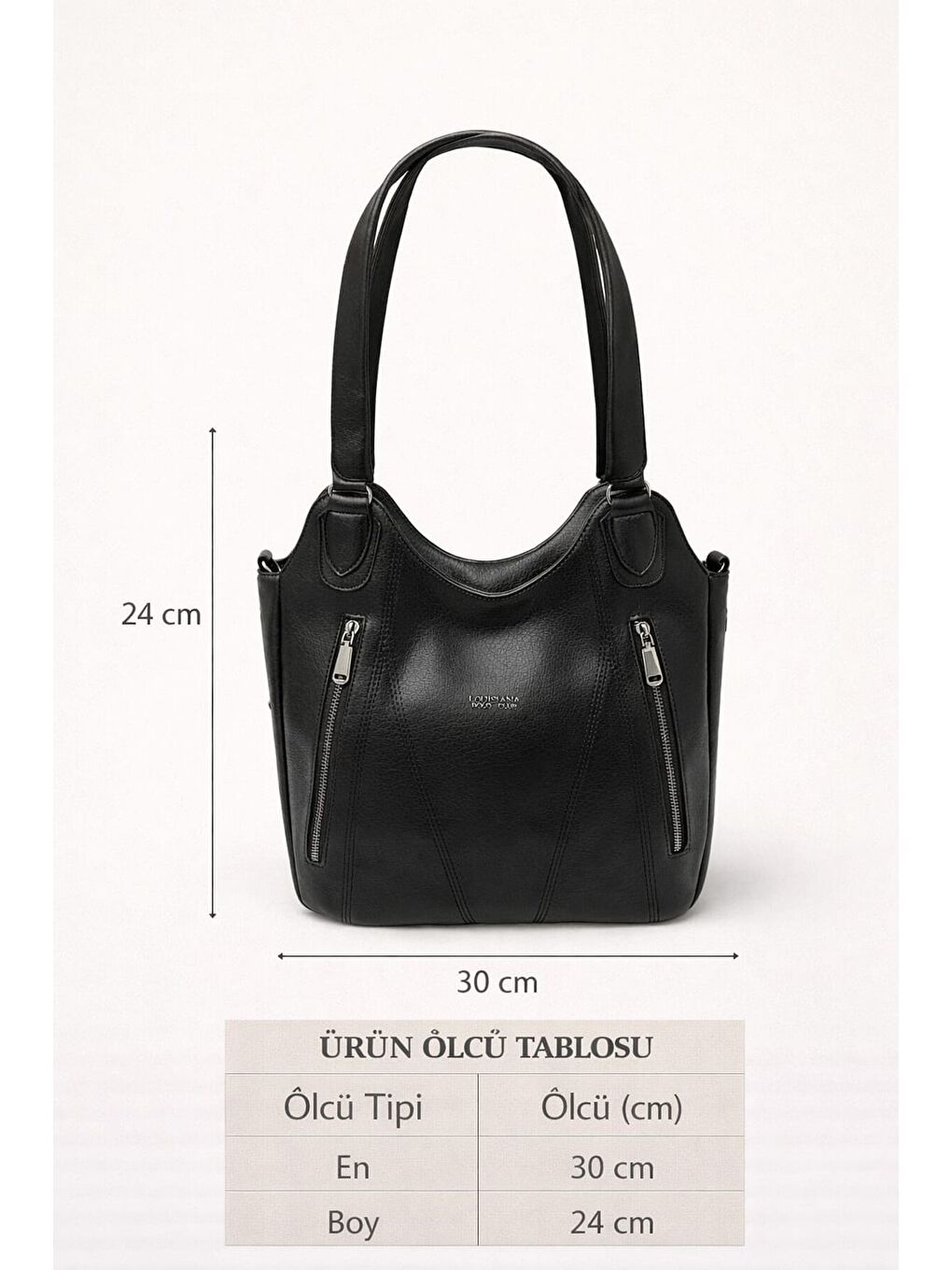 Kadın Siyah Çift Fermuar Detaylı Geniş Hacimli Omuz Çantası 12649-2