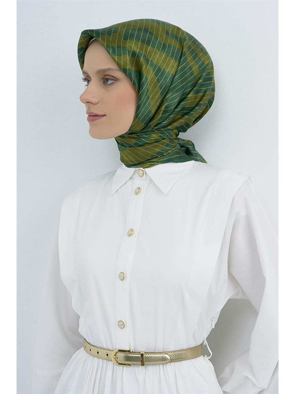 Yeşil Saf İpek Twill Eşarp 9525D 88-1