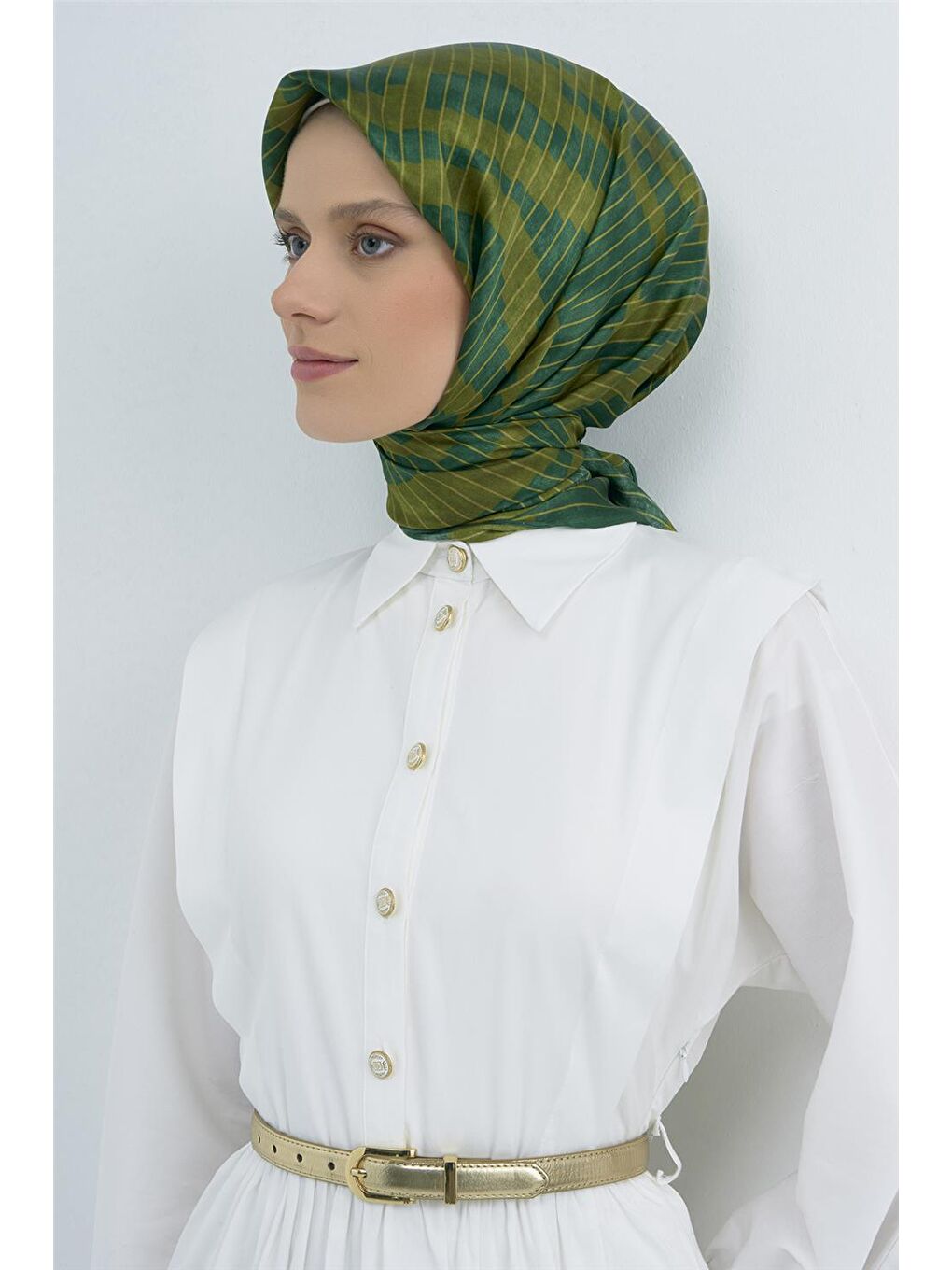 Yeşil Saf İpek Twill Eşarp 9525D 88-2