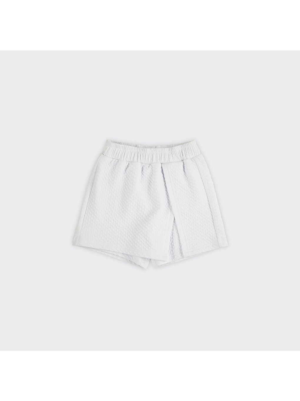 Beyaz Kız Çocuk Beli Lastikli Örme Şort Etek-1