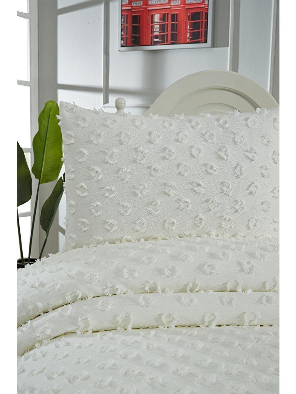 Ekru Konik 2 Parça Tek Kişilik Pike Takımı Krem-2