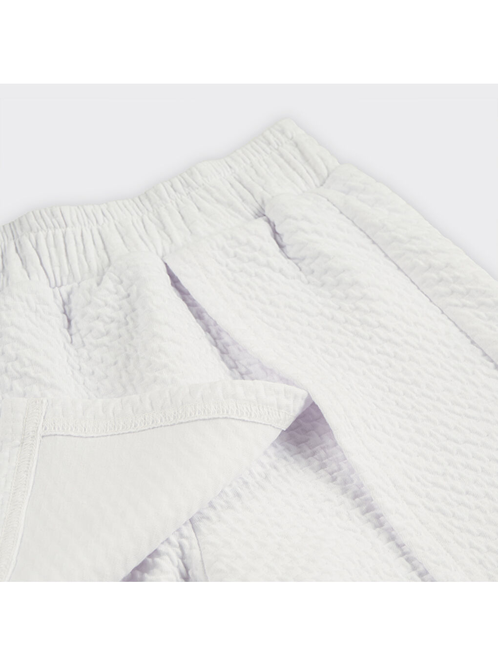 Beyaz Kız Çocuk Beli Lastikli Örme Şort Etek-2