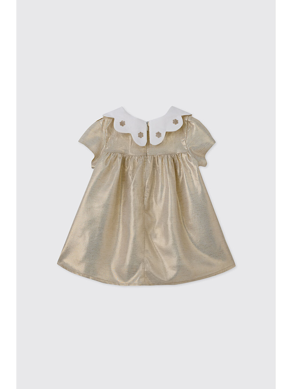 Sarı Kız Bebek Yaka Detaylı Gold Elbise-1