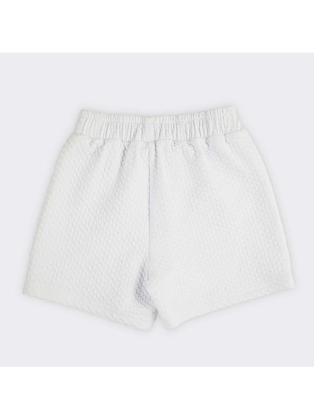Beyaz Kız Çocuk Beli Lastikli Örme Şort Etek-4