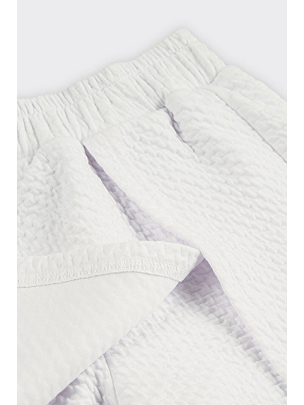 Beyaz Kız Çocuk Beli Lastikli Örme Şort Etek-5