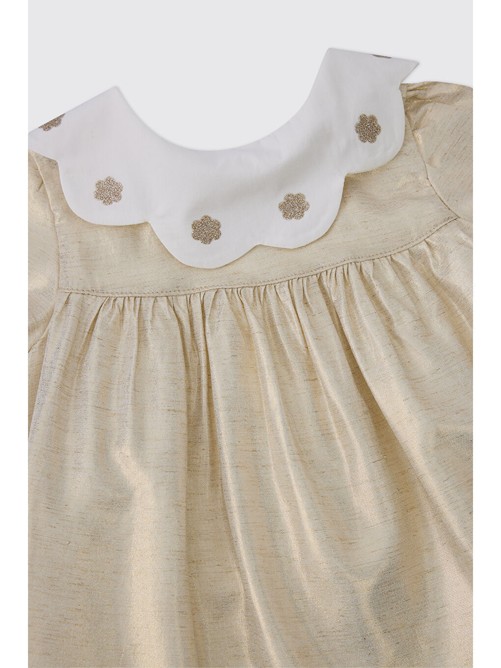 Sarı Kız Bebek Yaka Detaylı Gold Elbise-2