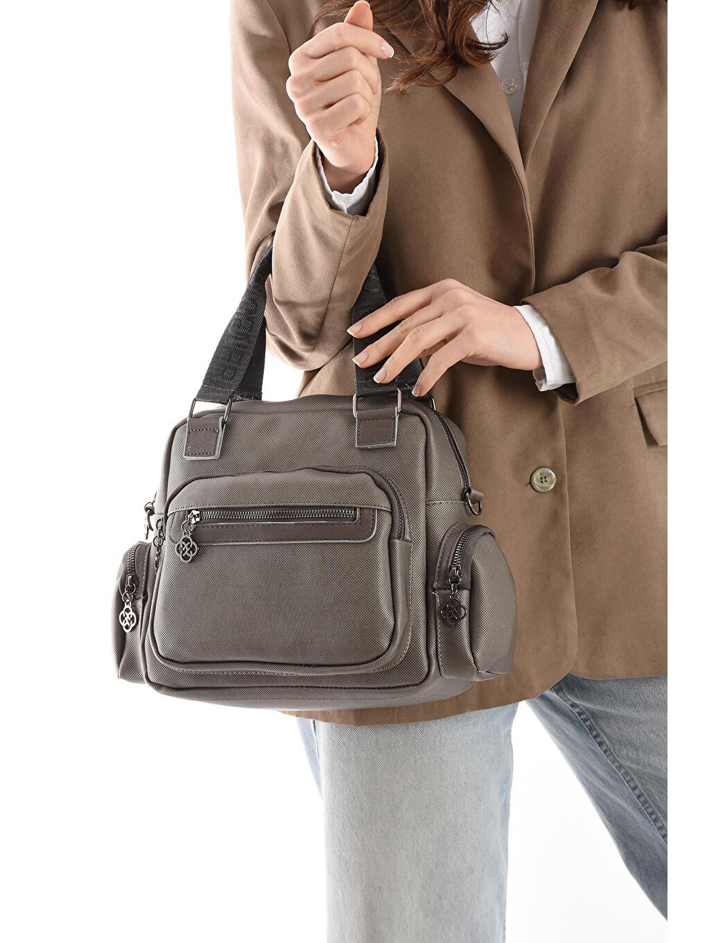 Gri Fiyona Çok Bölmeli Kadın Omuz Çantası BP-4836O-1