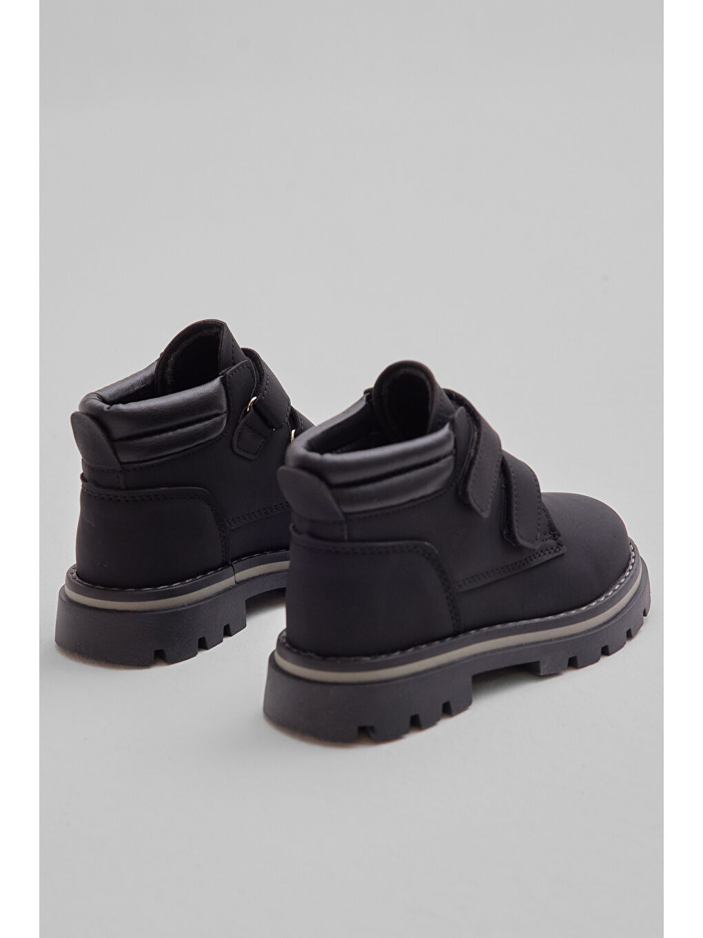 Çocuk Unisex Siyah Siyah Kalın Termo Taban Sıcak Astarlı Çift Cırtlı Bot-3