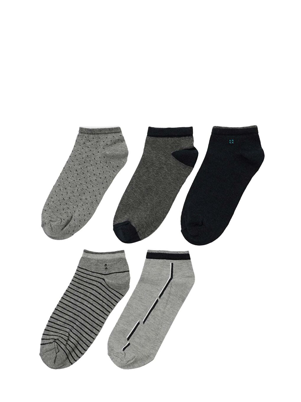 Gri ZAN 5LI PTK-M 4PR GRI MULTI Erkek 5'li Patik Çorap