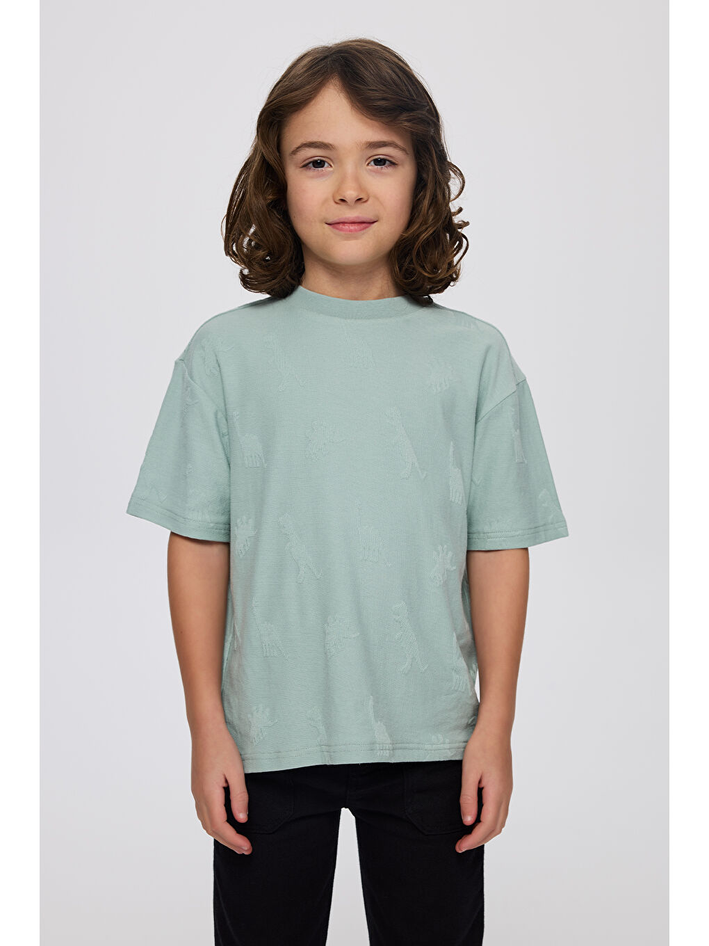 Erkek Çocuk Dinozor Desenli T-Shirt Yeşil-2