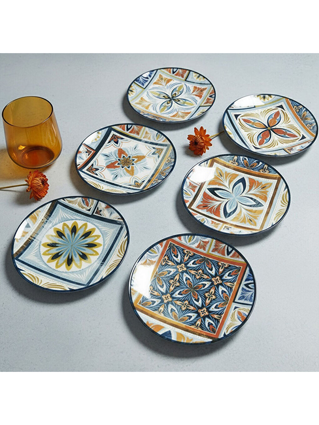 Ekru Camelia Harmony Blue 6 Parça 20 cm Pasta Takımı  4270-2