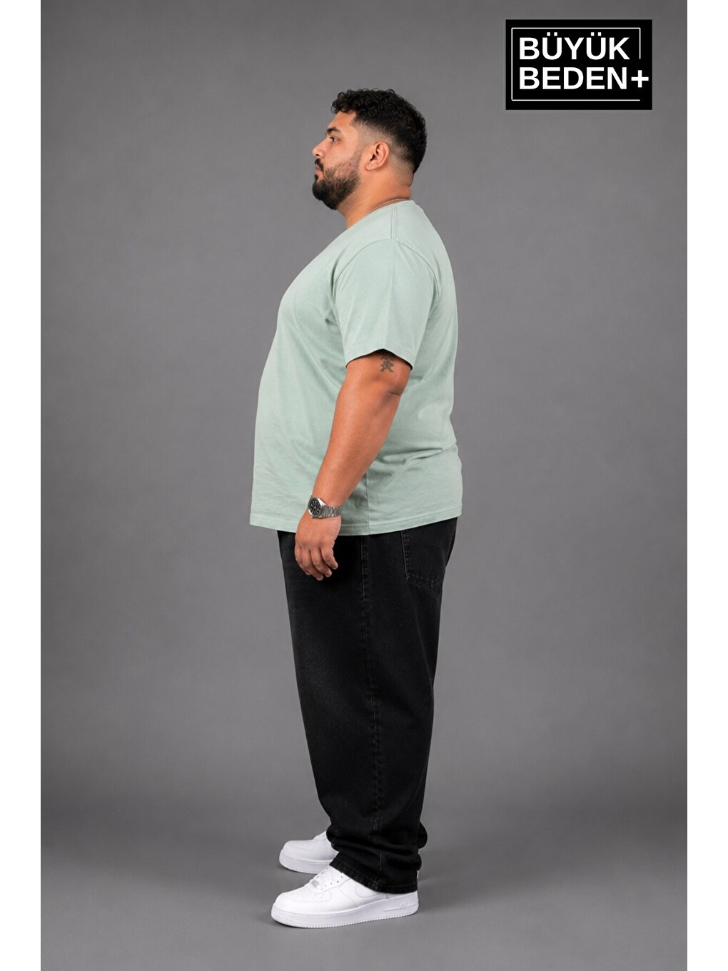 Turkuaz Büyük Beden Erkek V Yaka Pamuklu Basic Tişört Lacivert 3XL-6XL SPR26BTS509-1