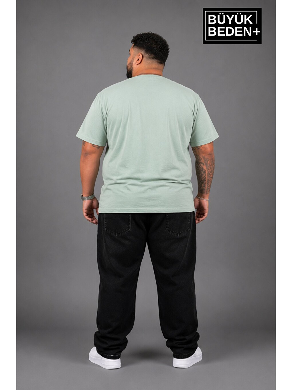 Turkuaz Büyük Beden Erkek V Yaka Pamuklu Basic Tişört Lacivert 3XL-6XL SPR26BTS509-2