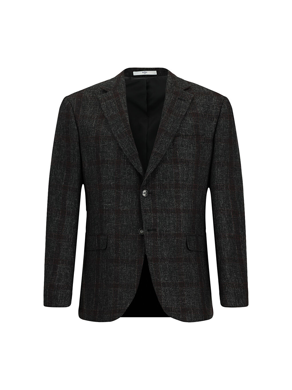 Antrasit Relaxed Fit Rahat Kesim Ekose Yünlü Ceket