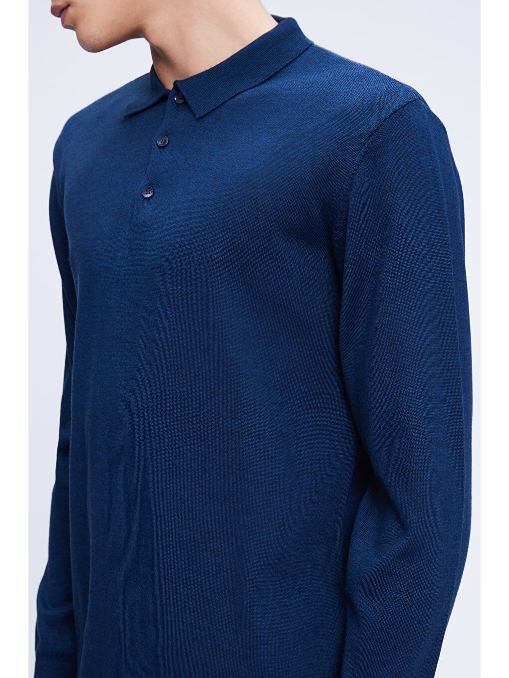 İndigo indigo Regular Fit Düz Polo Yaka Yünlü Triko Kazak-3