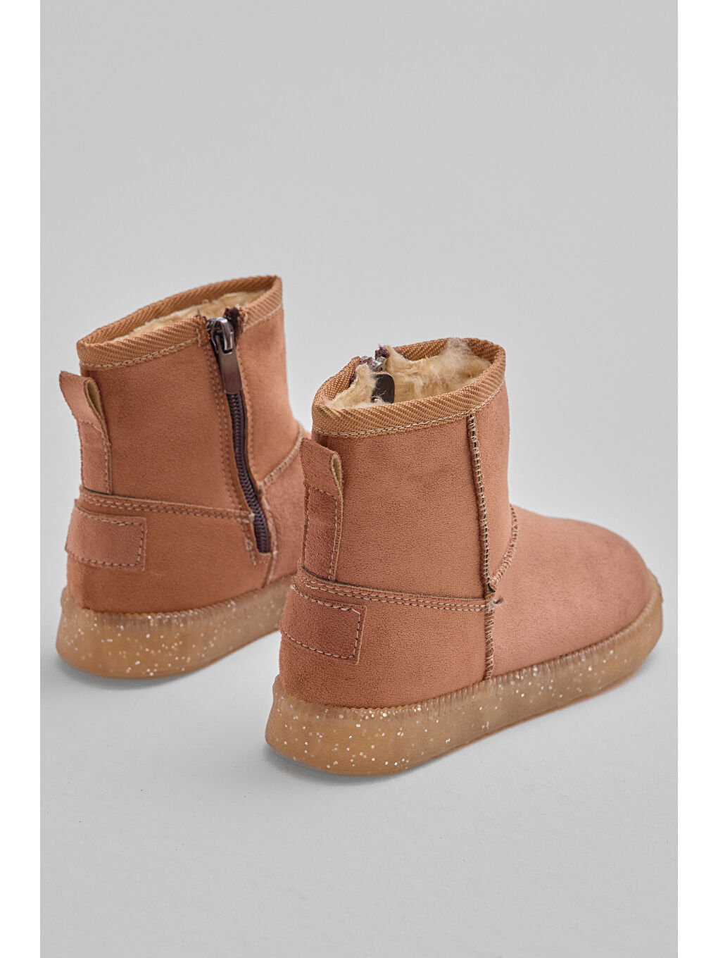 Kahverengi Kız Çocuk Taba Termo Taban Süet Görünümlü İçi Kürklü Kısa Bot-3