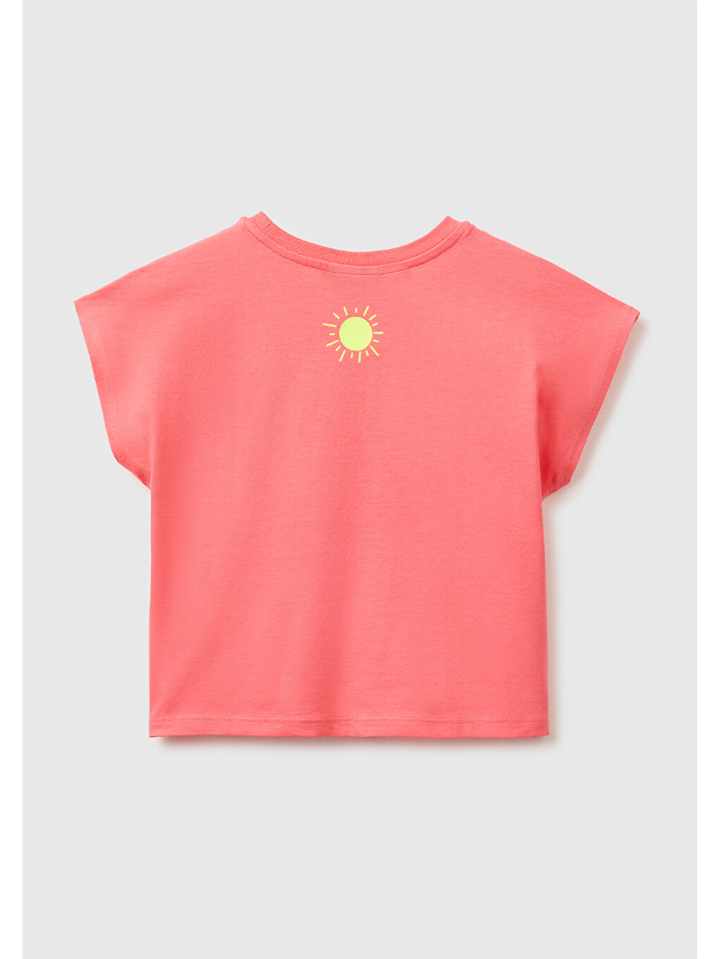 Kız Bebek Mercan Lilo & Stitch Baskı Detaylı Bisiklet Yaka T-Shirt-1