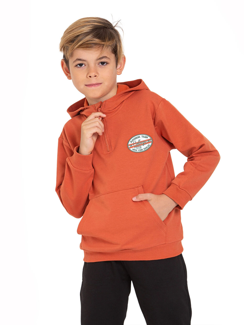 Kahverengi Superior Team Nakışlı Fermuarlı Sweat 54405-1