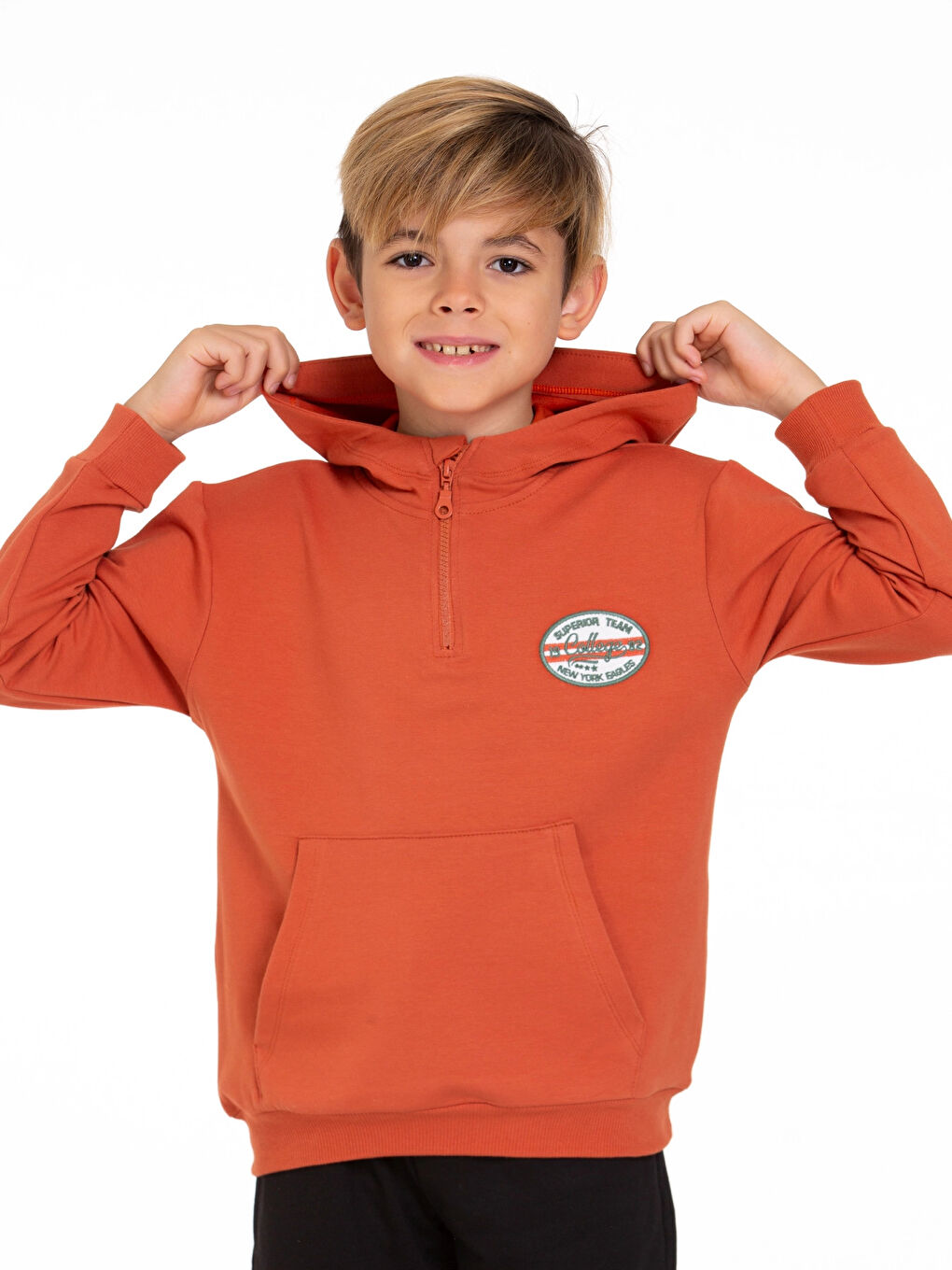 Kahverengi Superior Team Nakışlı Fermuarlı Sweat 54405-2