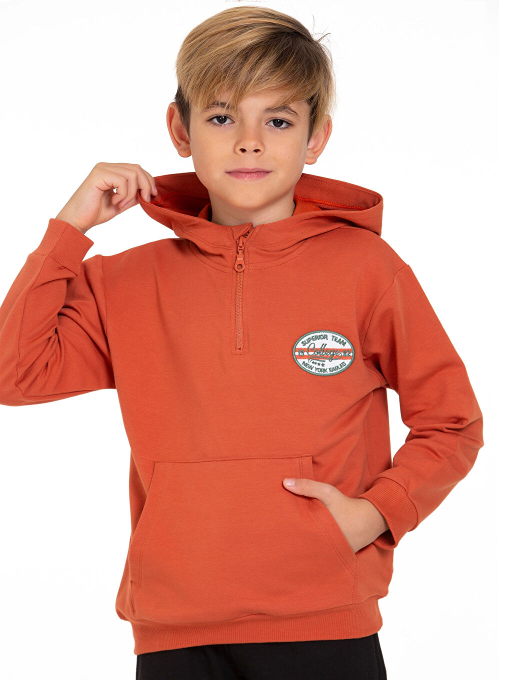 Kahverengi Superior Team Nakışlı Fermuarlı Sweat 54405-3