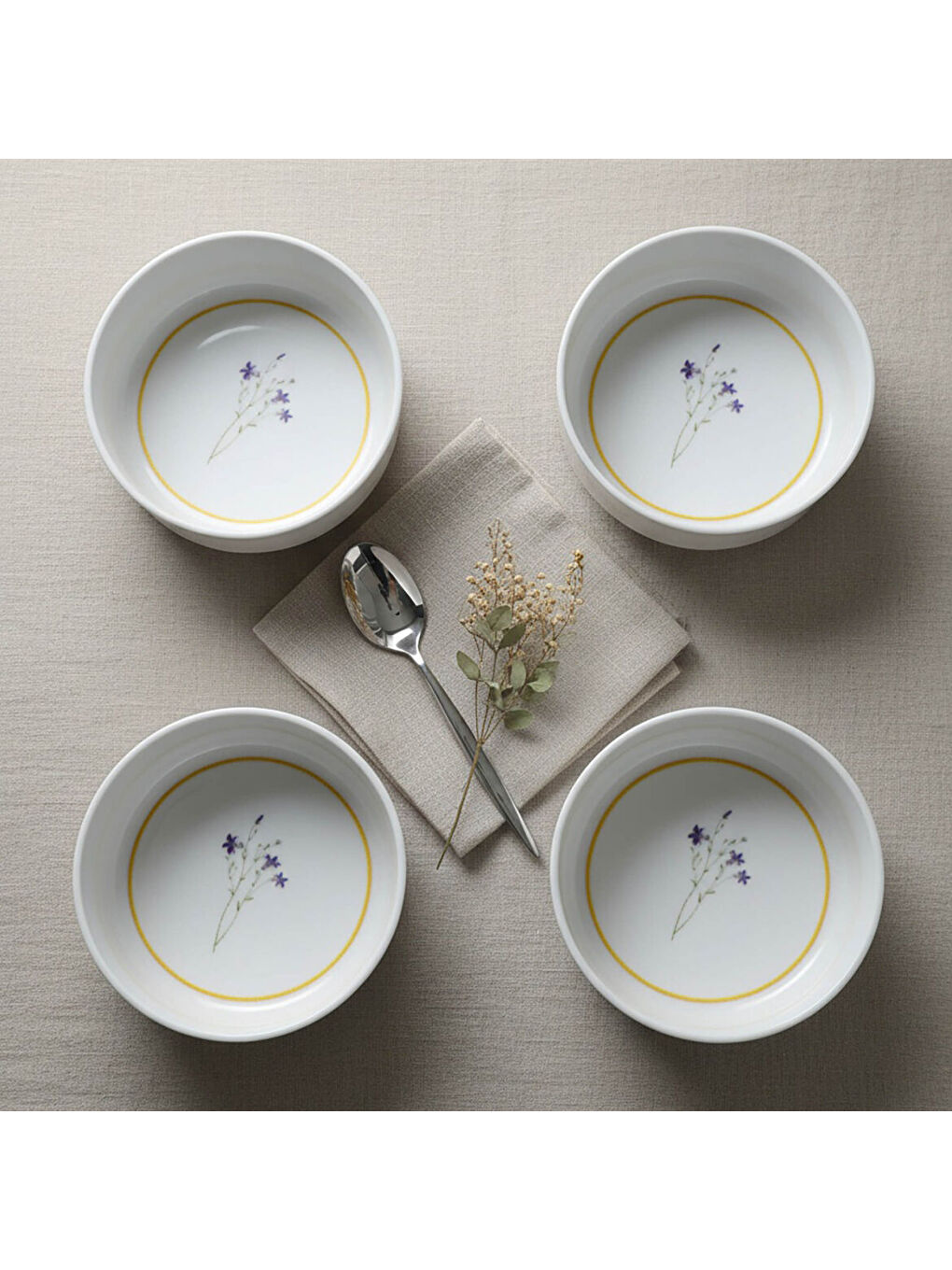 Ekru Paris Flower 4 Parça 12 cm Kase 29552