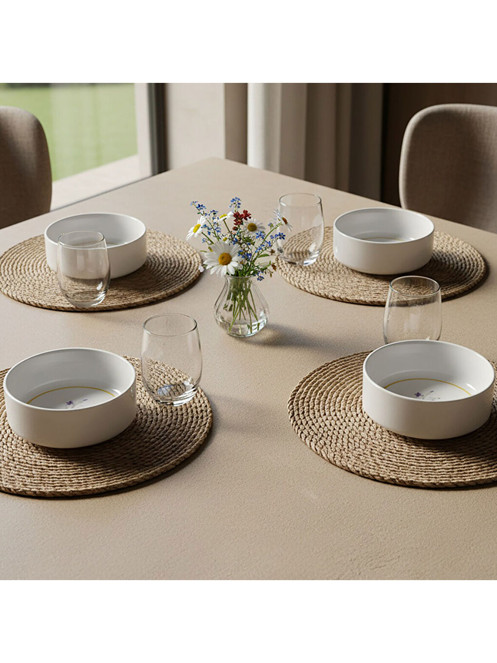 Ekru Paris Flower 4 Parça 12 cm Kase 29552-2