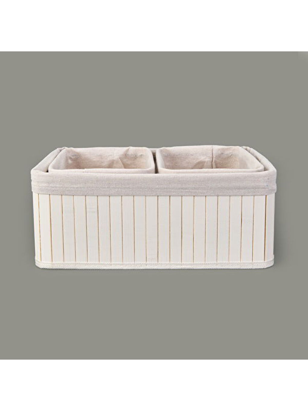 3'lü Çok Amaçlı Dekoratif Sepet - Beyaz-2