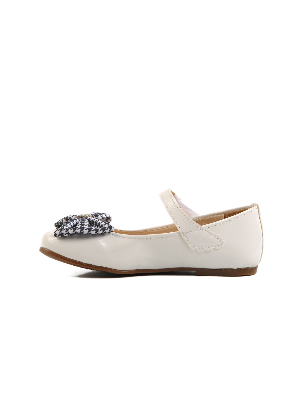 Beyaz Rugan Kız Çocuk Fiyonk Kurdeleli Babet 180 P-1