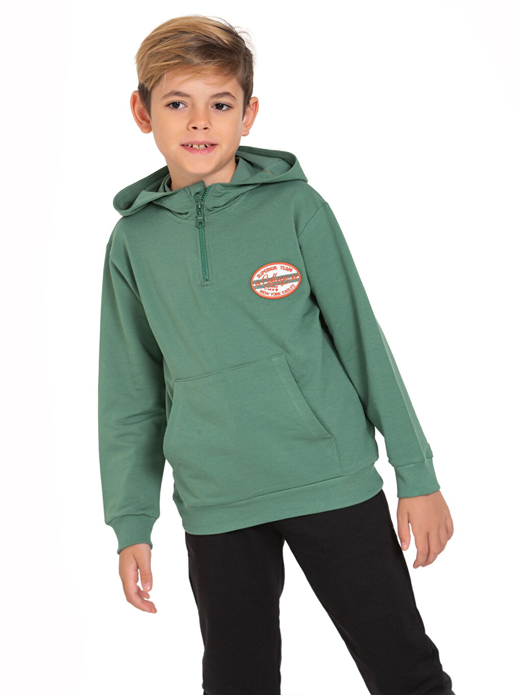 Haki Superior Team Nakışlı Fermuarlı Sweat 54405-2