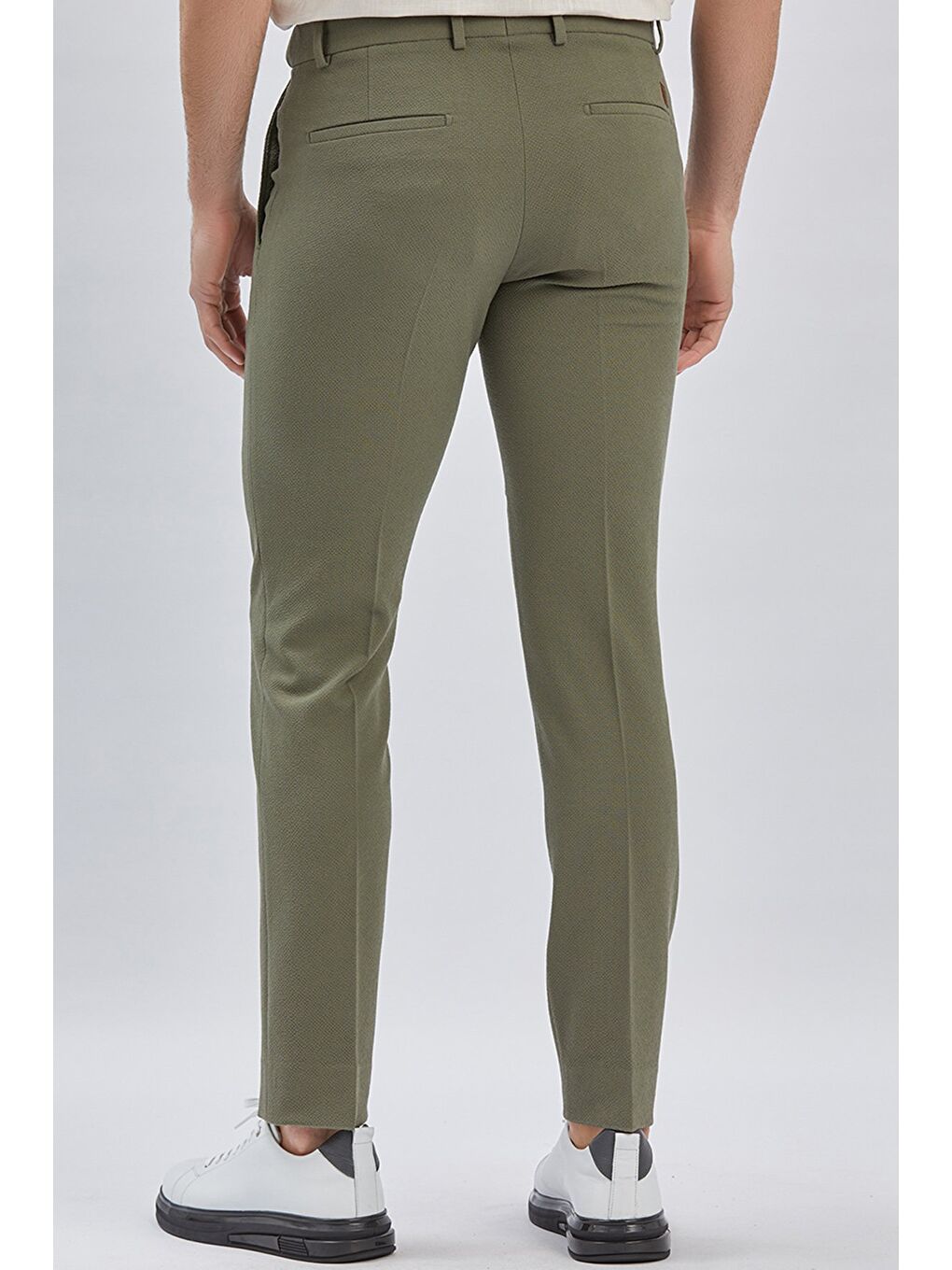 Koyu Haki Esnek Lastikli Yandan Cepli Casual Slim Fit Ayarlanabilir Kemer Pantolon 1003240162-4