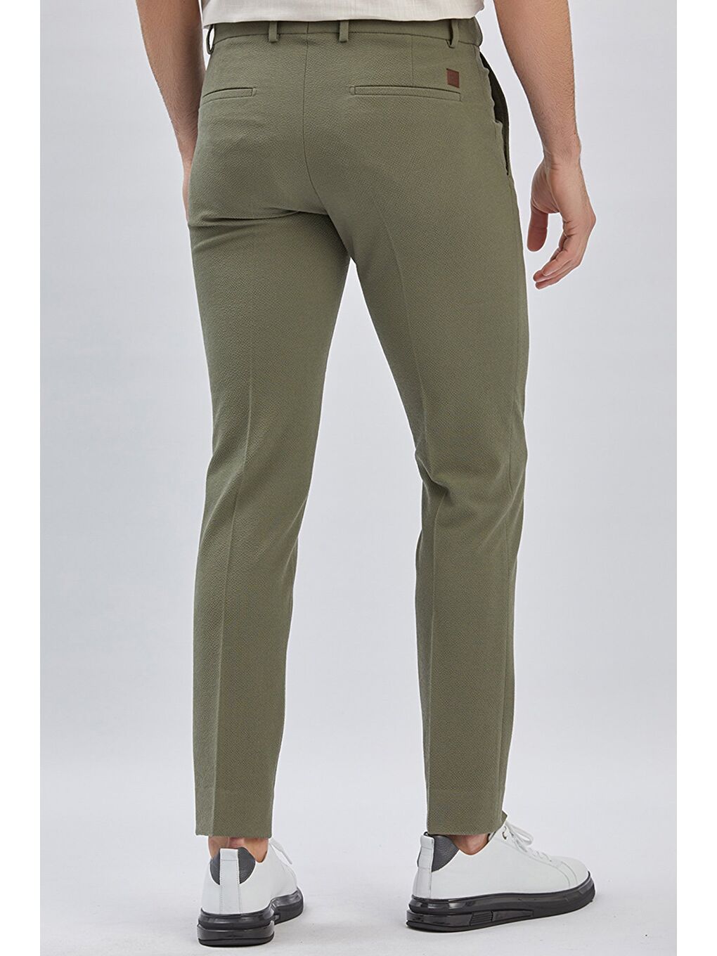 Koyu Haki Esnek Lastikli Yandan Cepli Casual Slim Fit Ayarlanabilir Kemer Pantolon 1003240162-5