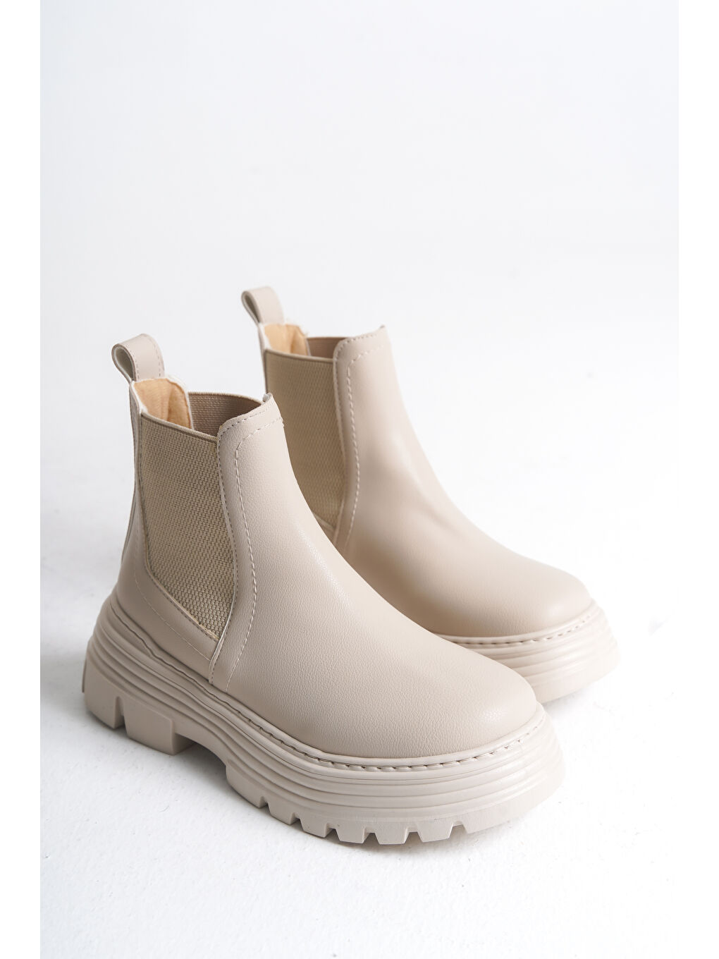 Kadın Bej Kalın EVA Taban Lastikli Bot