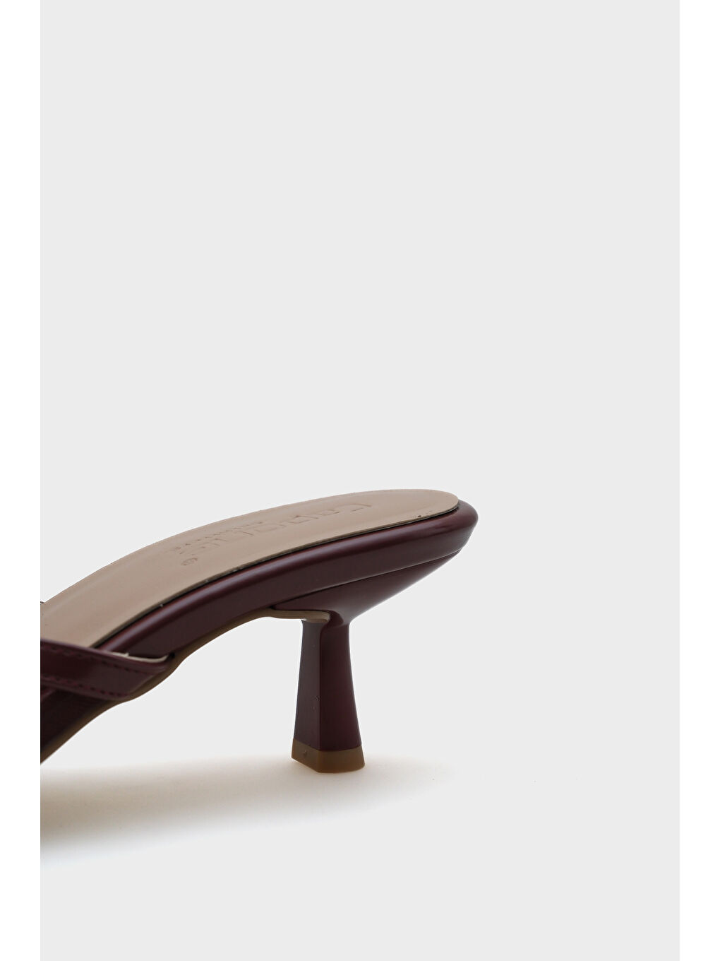 Bordo Midge Orta Topuklu Fileli Fiyonklu Kadın Terlik-4