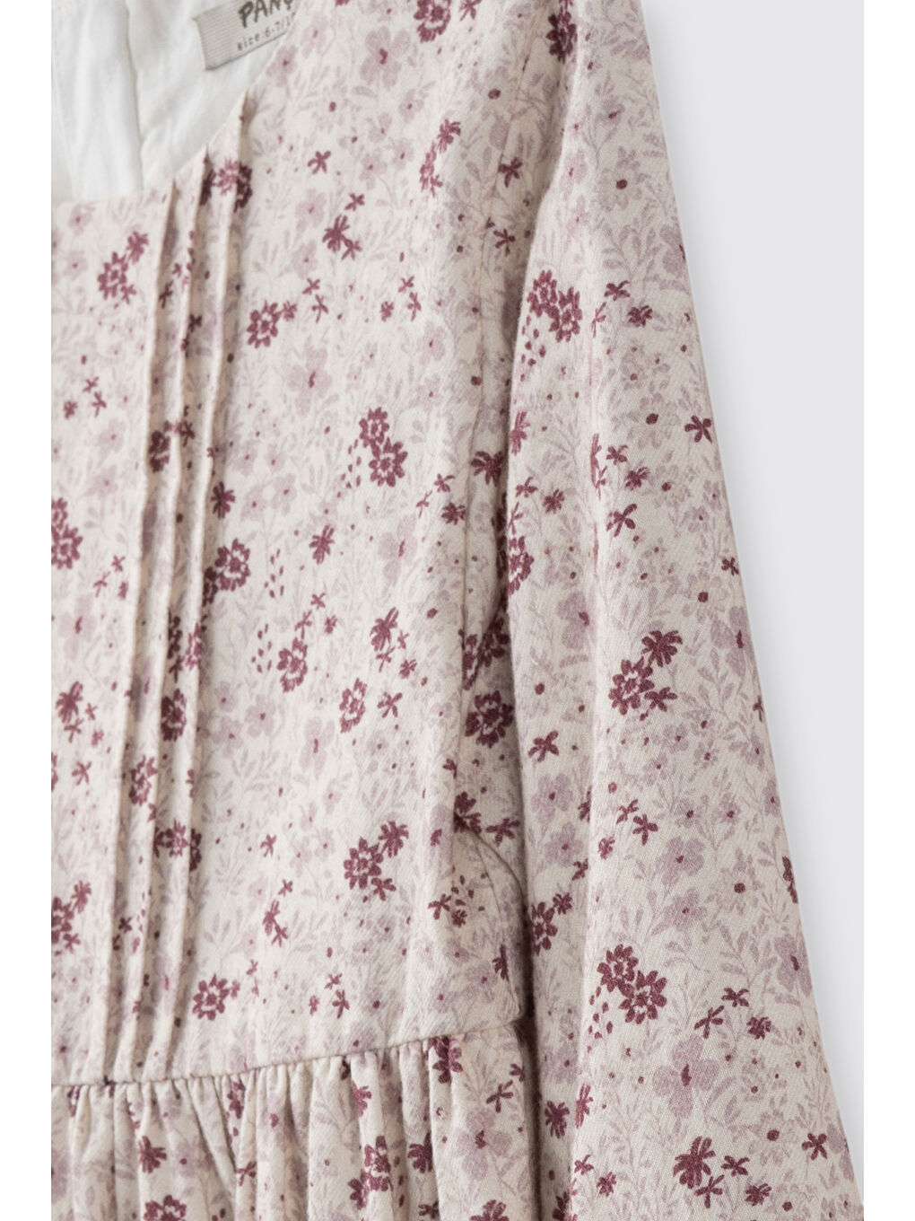 Kız Çocuk Çiçek Desenli Elbisesi Ekru-2