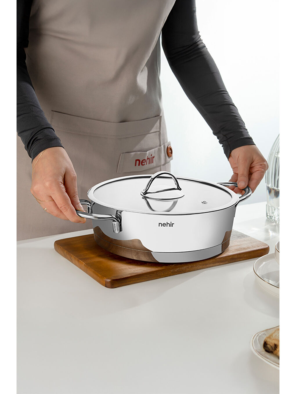 Gri Silver Trend 24 cm Paslanmaz Çelik Sığ Tencere-1