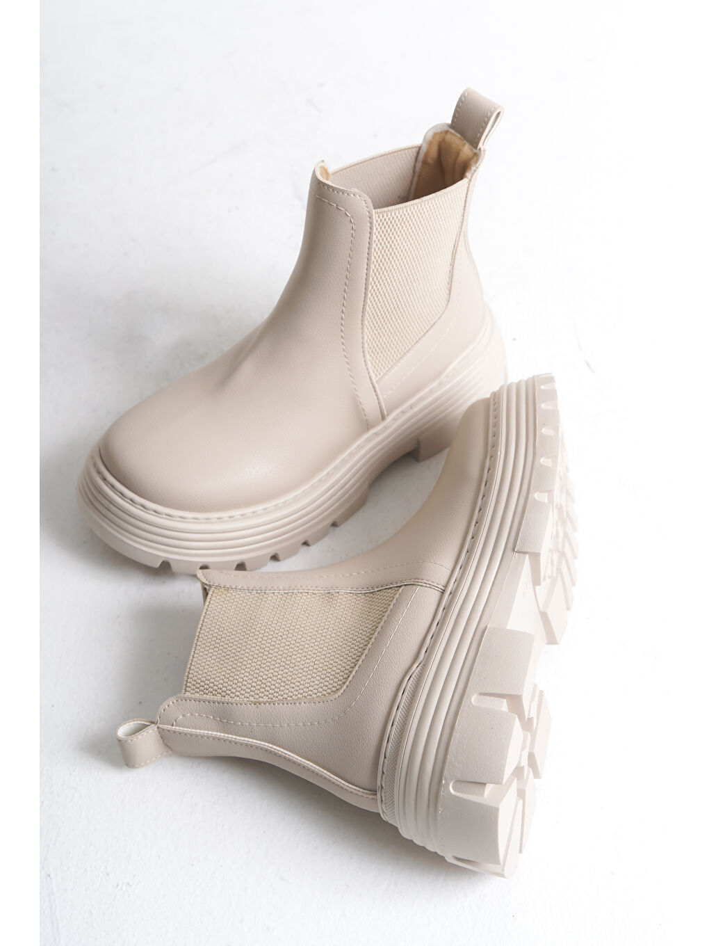 Kadın Bej Kalın EVA Taban Lastikli Bot-3