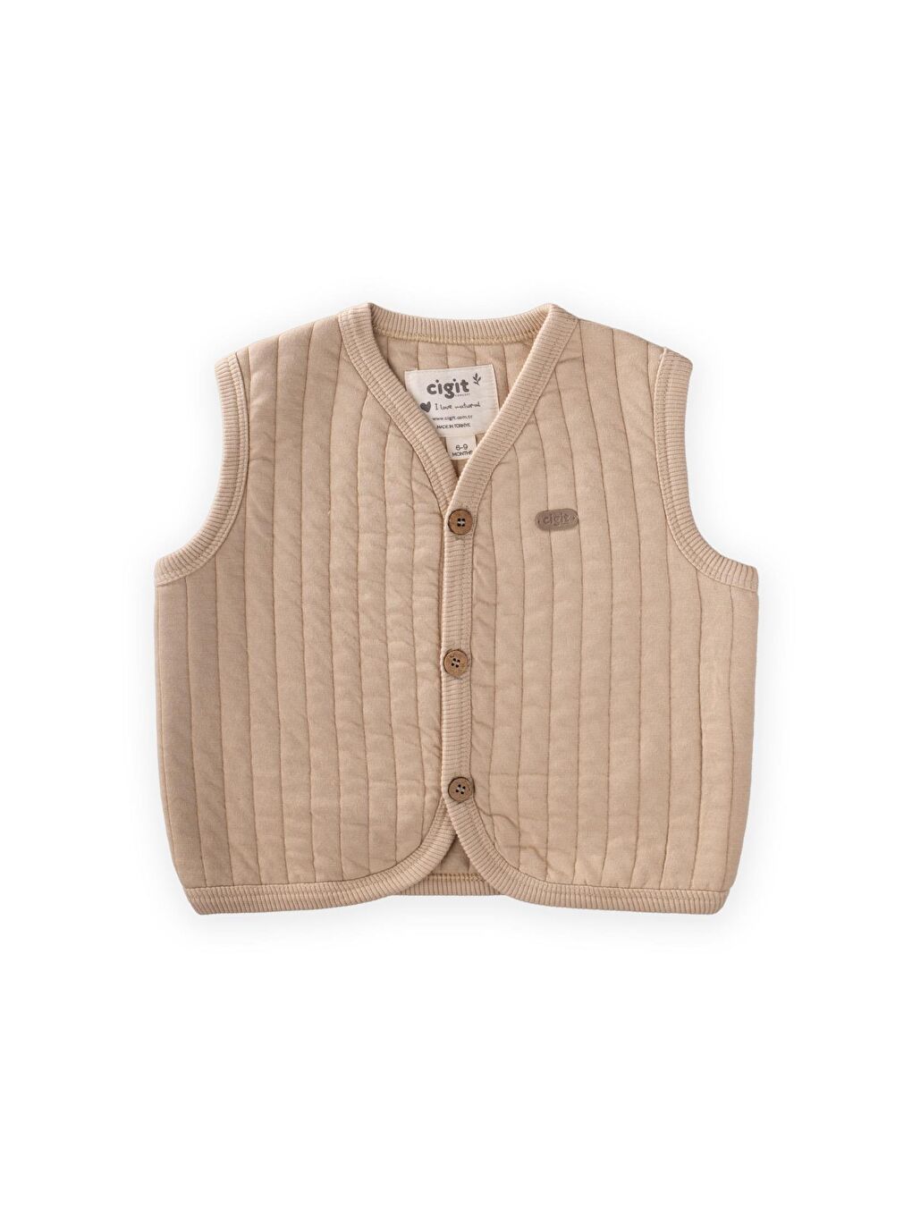 Kapitone Yelek 0-4 Yaş Bej