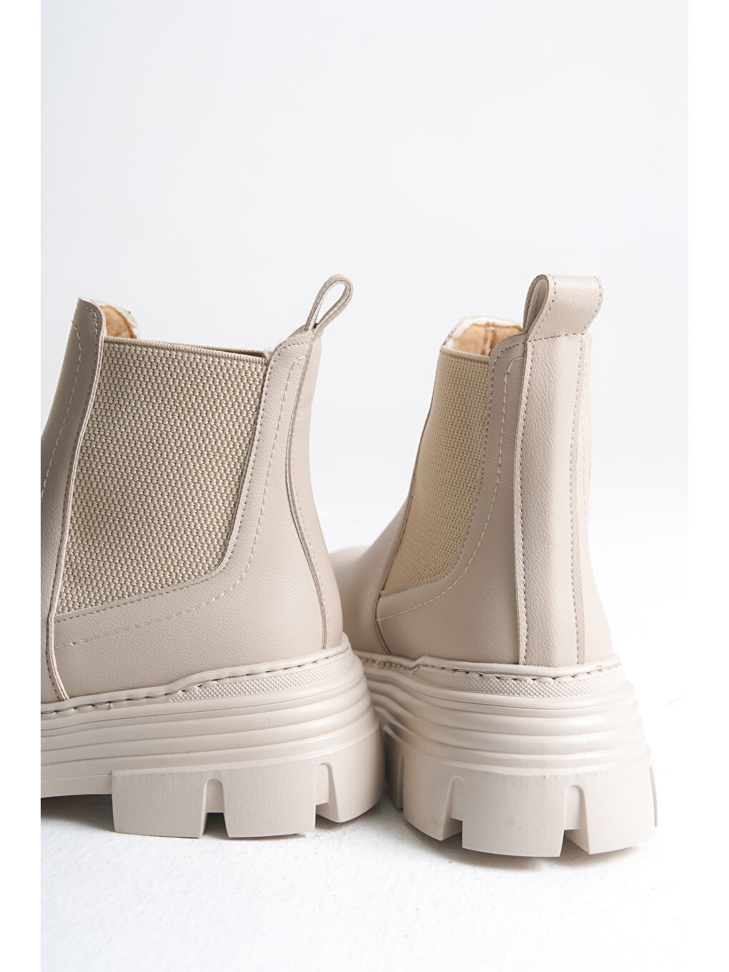 Kadın Bej Kalın EVA Taban Lastikli Bot-4